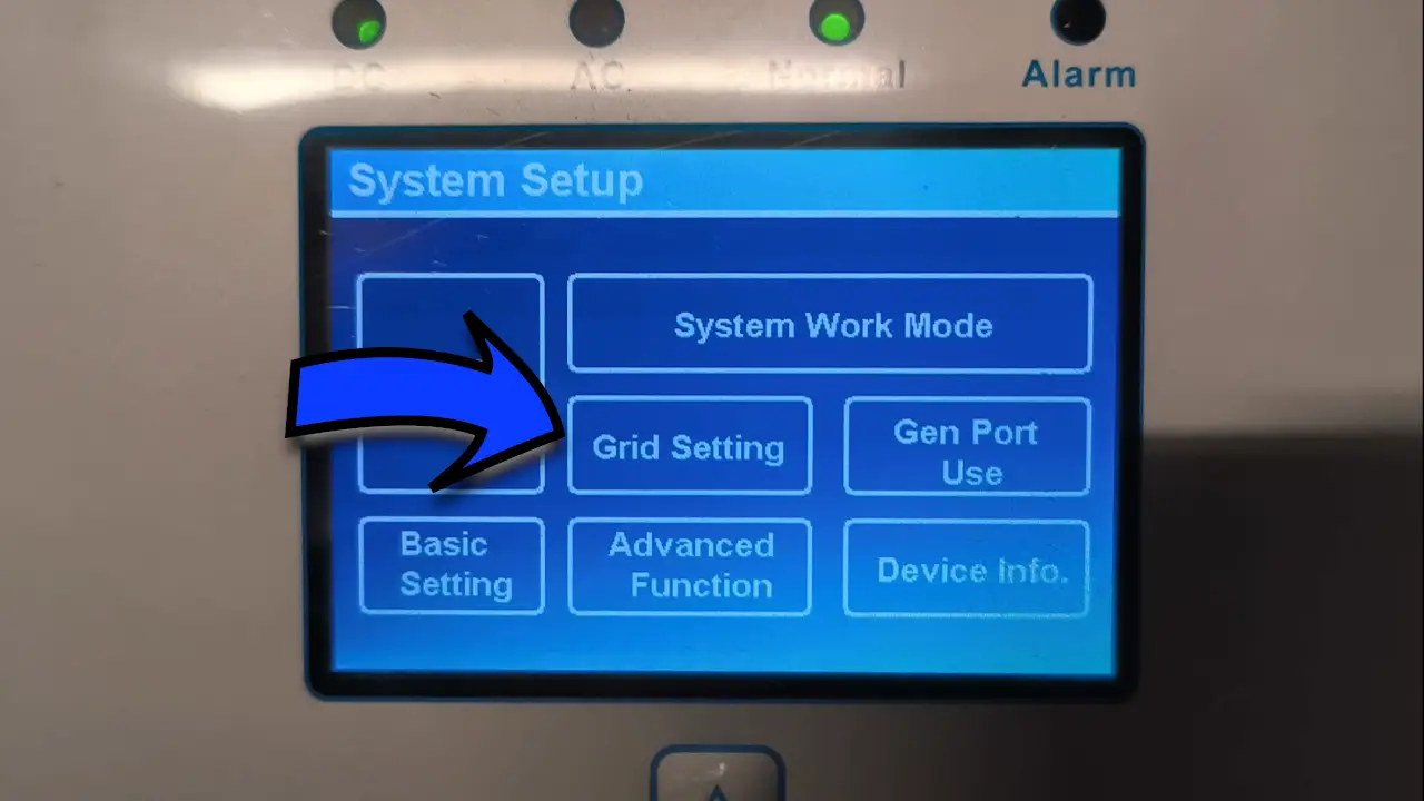 Image Accéder sur l’Onduleur Deye au menu Grid Setting