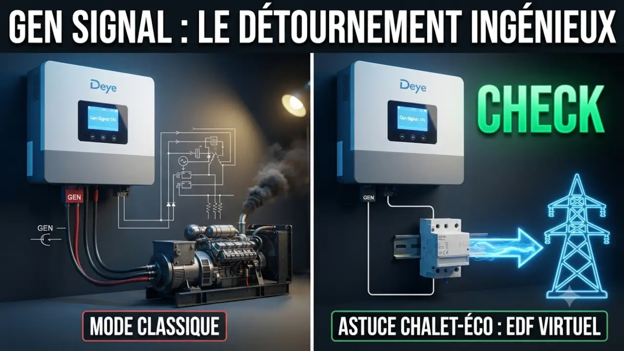 Image Active la charge via le générateur. Dans notre cas, c’est le réseau EDF via le contacteur