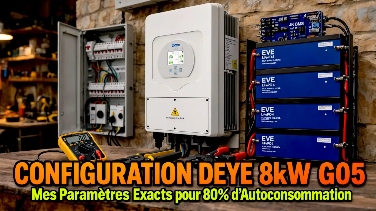 Image configuration onduleur Deye 8kW G05 (Mes Paramètres Exacts pour 80% d'Autoconsommation).