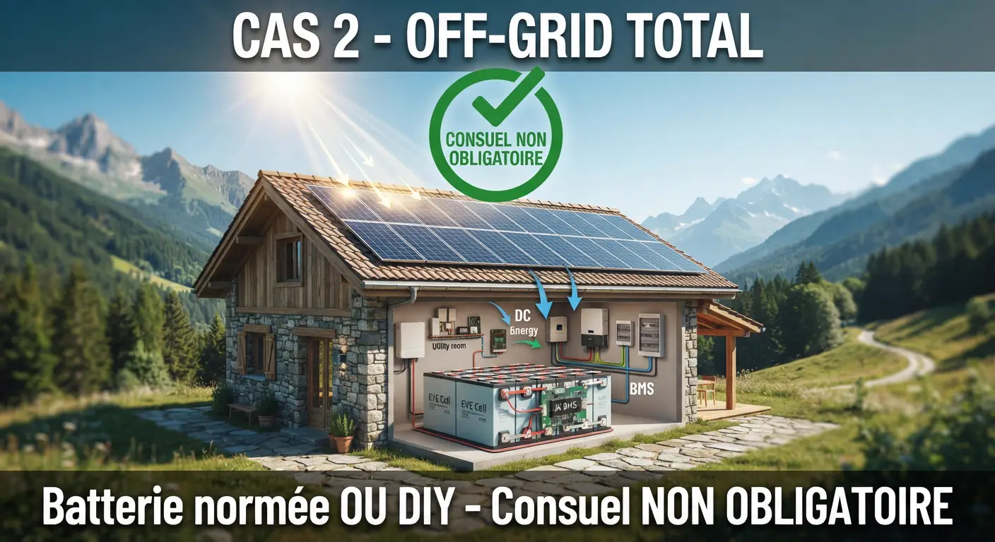 Deye off-grid batterie DIY ou normée Consuel non obligatoire