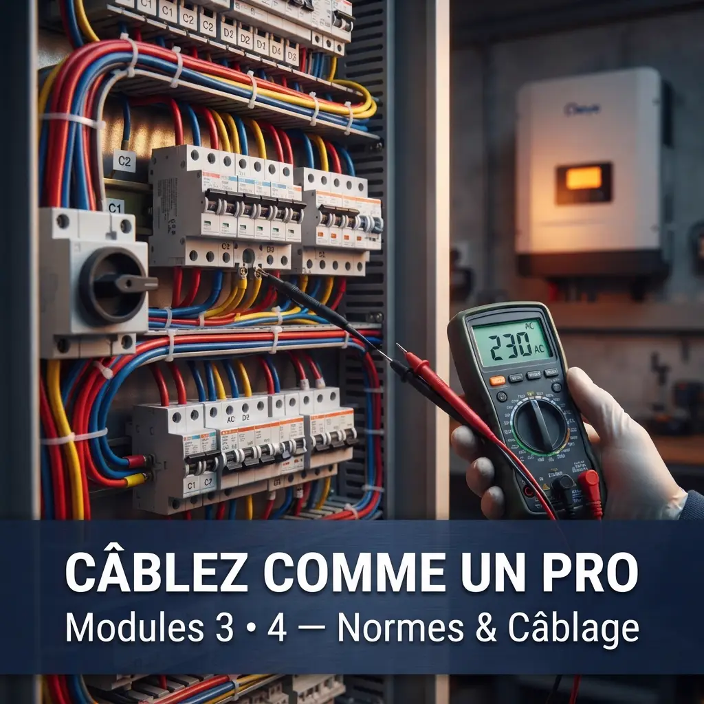 Modules 3 et 4 de la formation solaire autonome — coffret électrique AC/DC et normes NF C 15-100