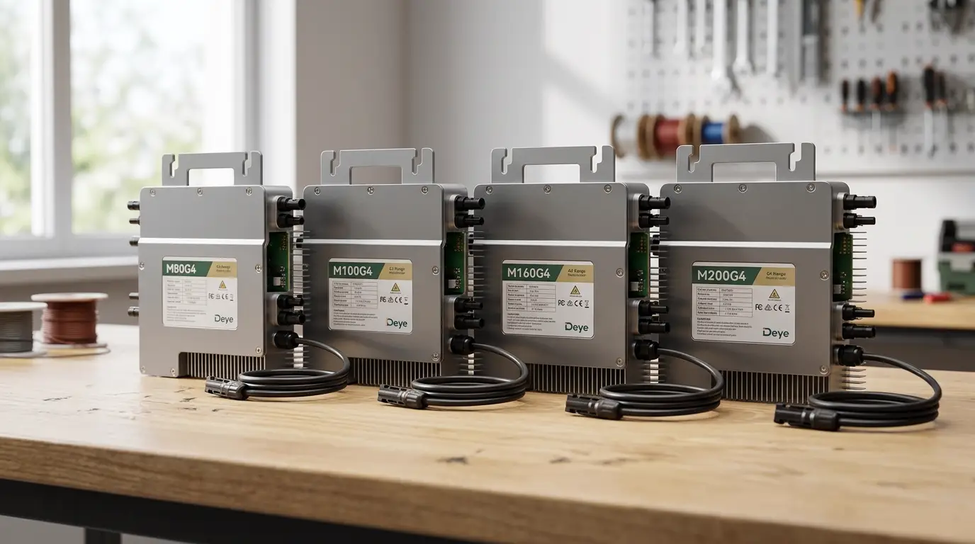 Comparatif micro-onduleur Deye 2026 — Guide d'achat complet Comparatif micro-onduleur Deye 2026 : M80G4 vs M100G4 vs M160G4 vs M200G4 pour installation balcon et toiture solaire